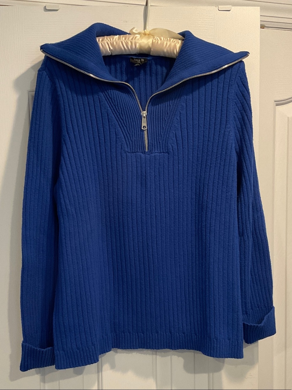 Talbots Women’s Royal Blue Ribbed Half-Zip Sweater